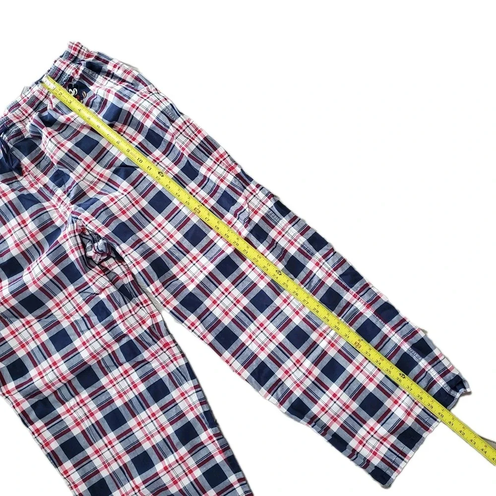 Disney Parks 3XL Pajama Pants Plaid Mickey Mouse Logo Red White Blue Stretch - Picture 5 of 8